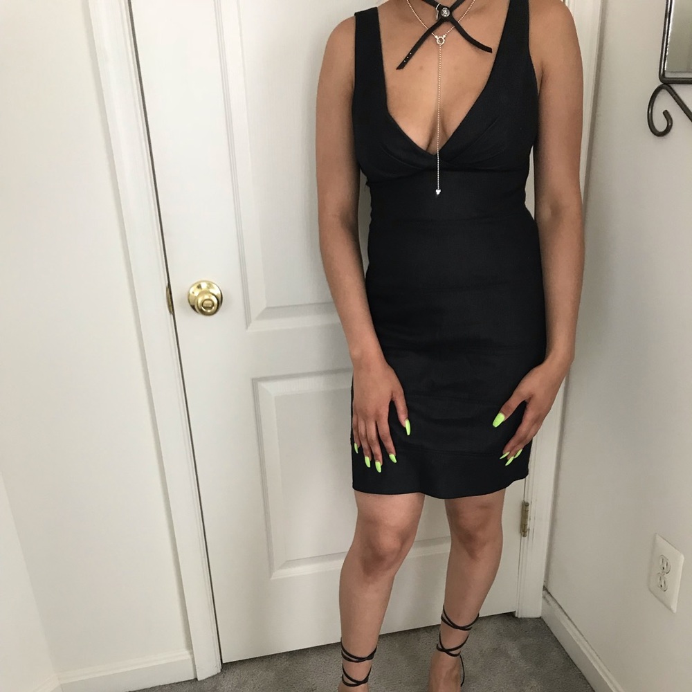 💜Bebe Black Fitted Ribbed Dress